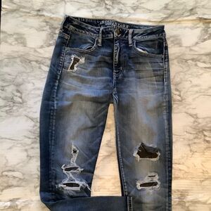 American Eagle Womens Super Stretch Distressed Jeggings Size 12